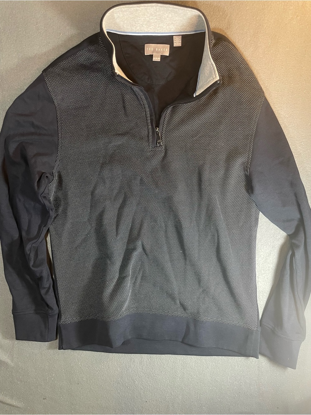 Ted Baker Navy Textured Quarter-Zip Sweater